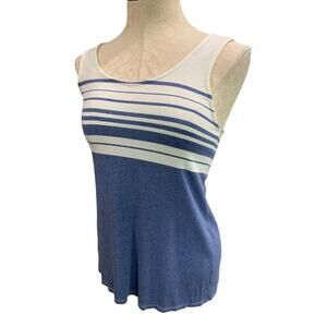 Size XS Redhaute Womens Soft Blue White Striped Tank Petal Back